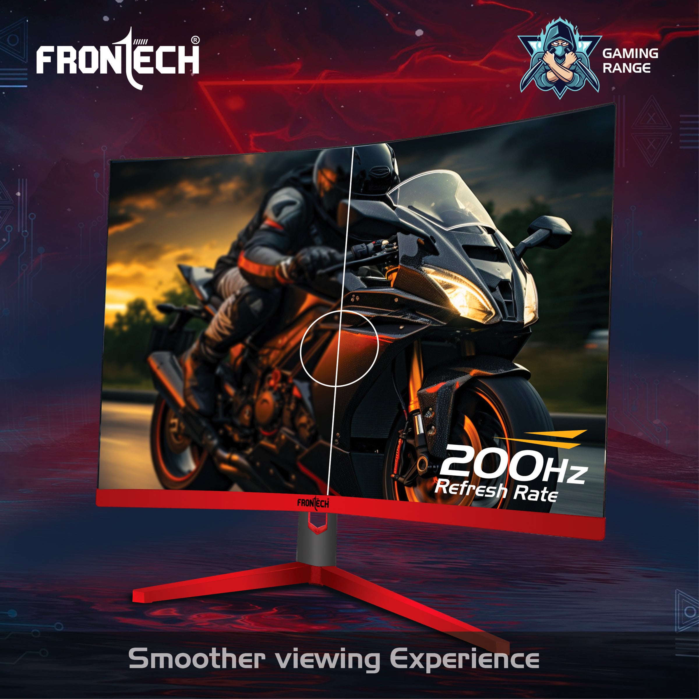 Frontech 27-inch (68.58 cm) Curved Gaming Monitor | 200Hz Refresh Rate | Full HD 1080p | Free Sync | Flicker-Free | HDMI & DP Dual Input (MON-0052) Frontech 27-inch (68.58 cm) Curved Gaming Monitor | 200Hz Refresh Rate | Full HD 1080p | Free Sync | Flicker-Free | HDMI & DP Dual Input (MON-0052)